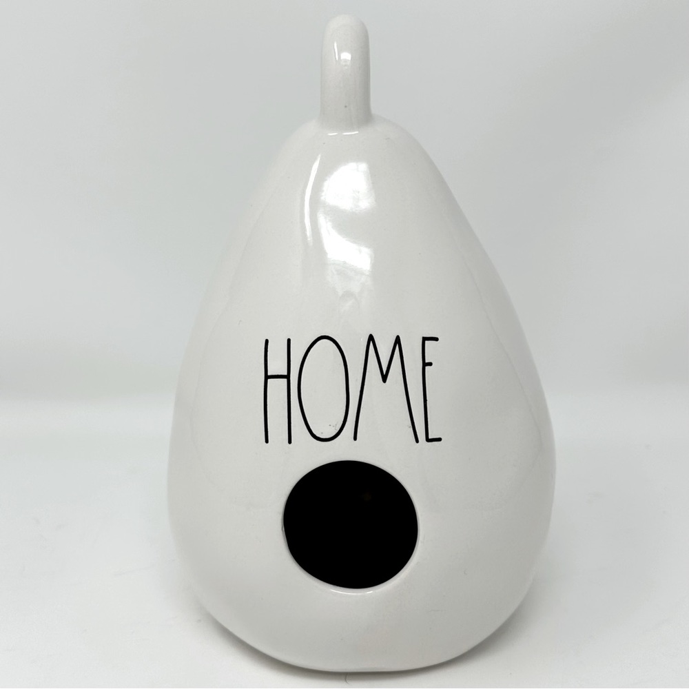 Rae Dunn "HOME" Gourd Shape Birdhouse White Ceramic